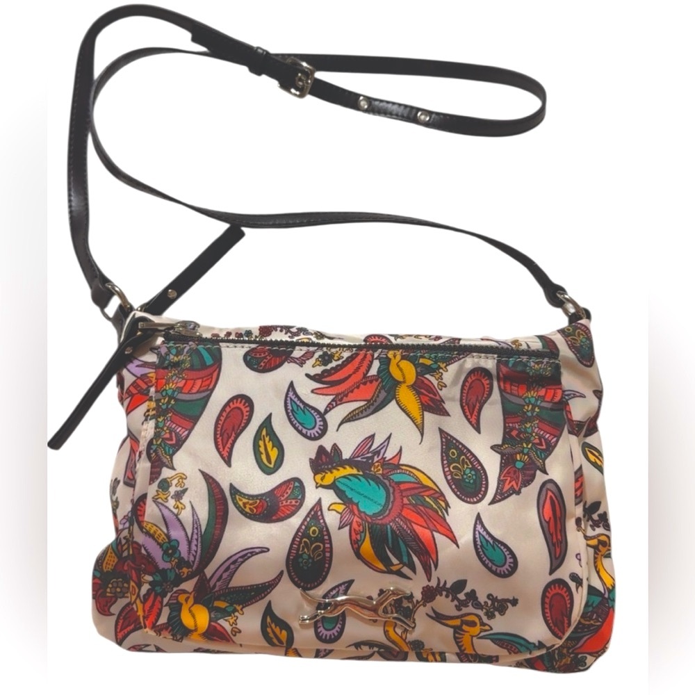 BIMBA Y LOLA LEATHER NYLON CROSSBODY BAG 10” X 7.5” DOUBLE ZIPPER